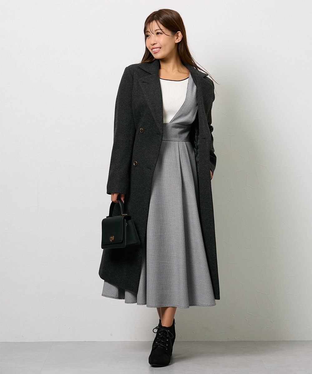 大きい胸専用】千鳥格子フレアジャンパースカート（ポケット付） 通販