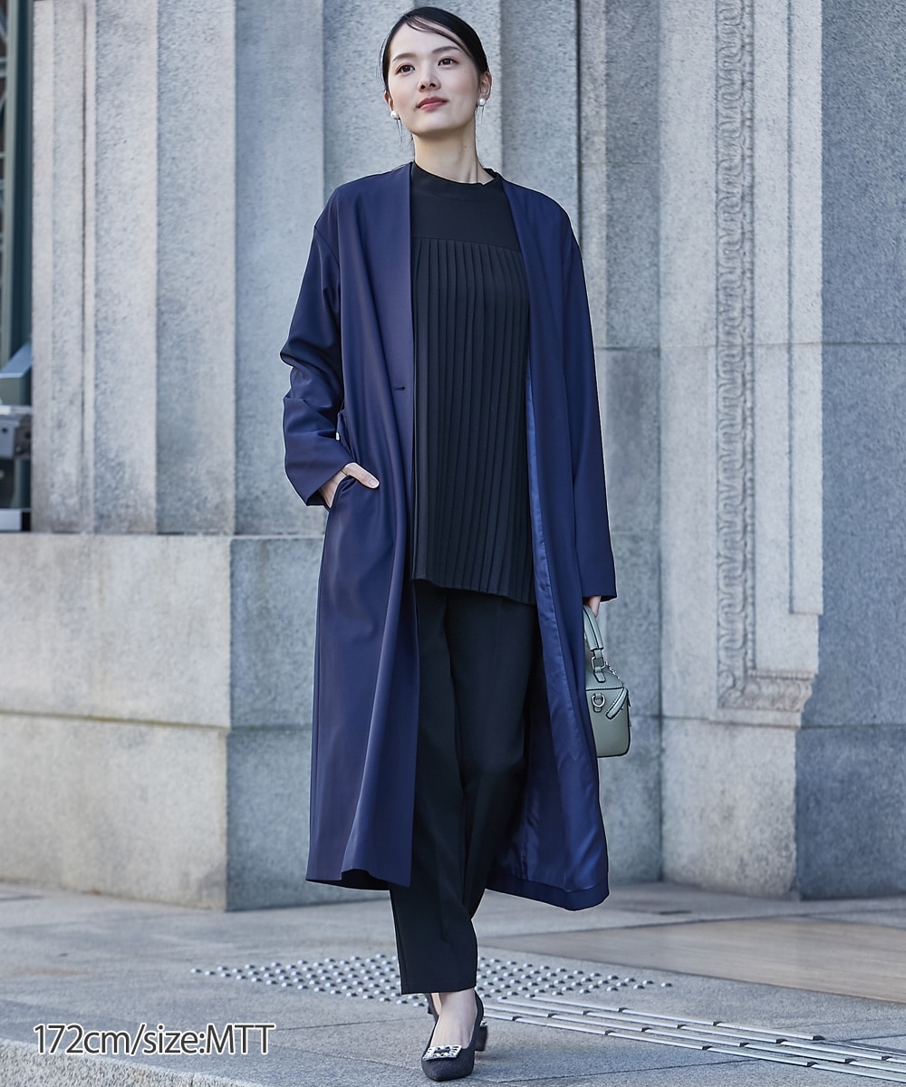 高身長 ノーカラーシンプルロングコート（トールサイズ） 通販【ニッセン】