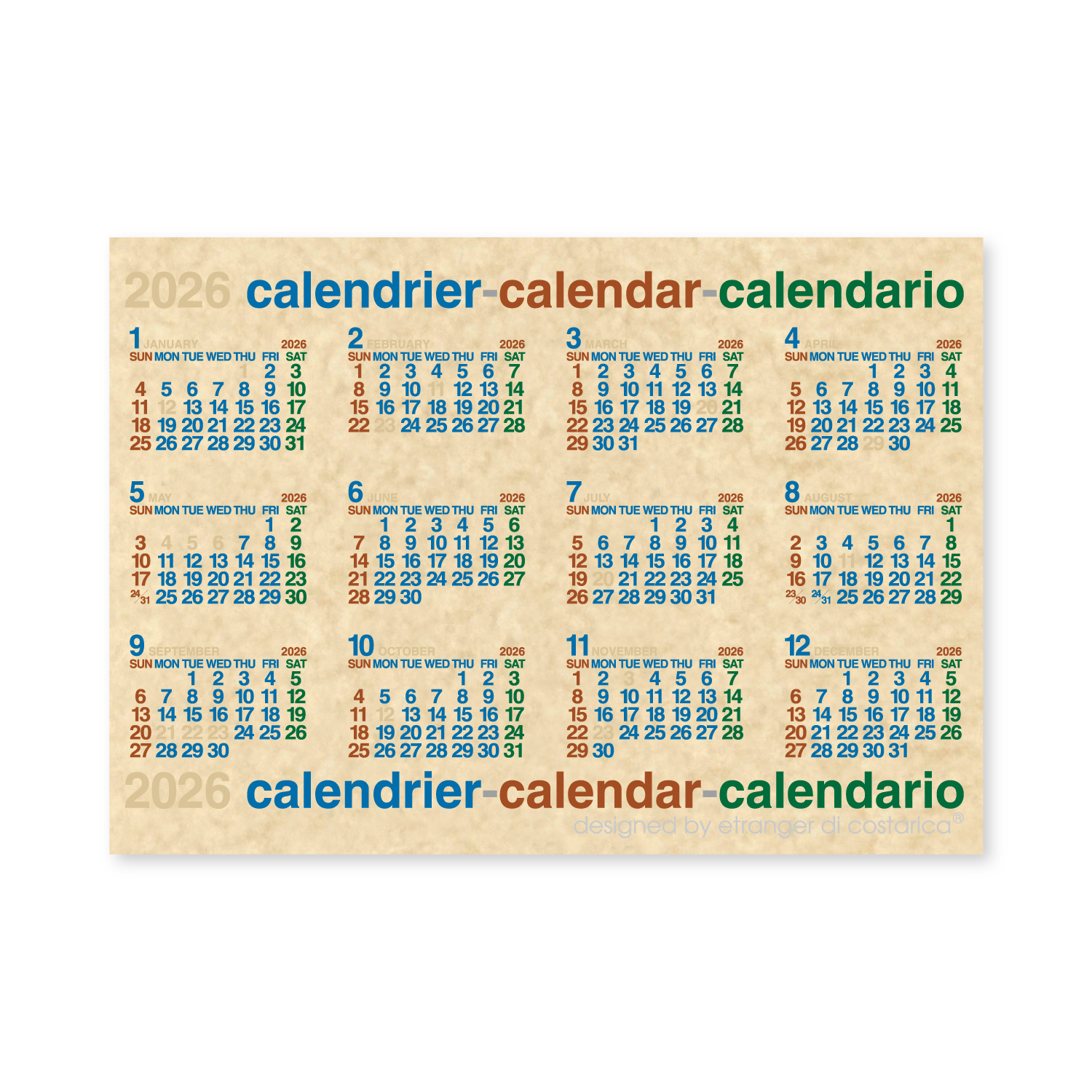 B3ポスター ナチュラル｜壁掛けカレンダー｜カレンダー｜商品を探す