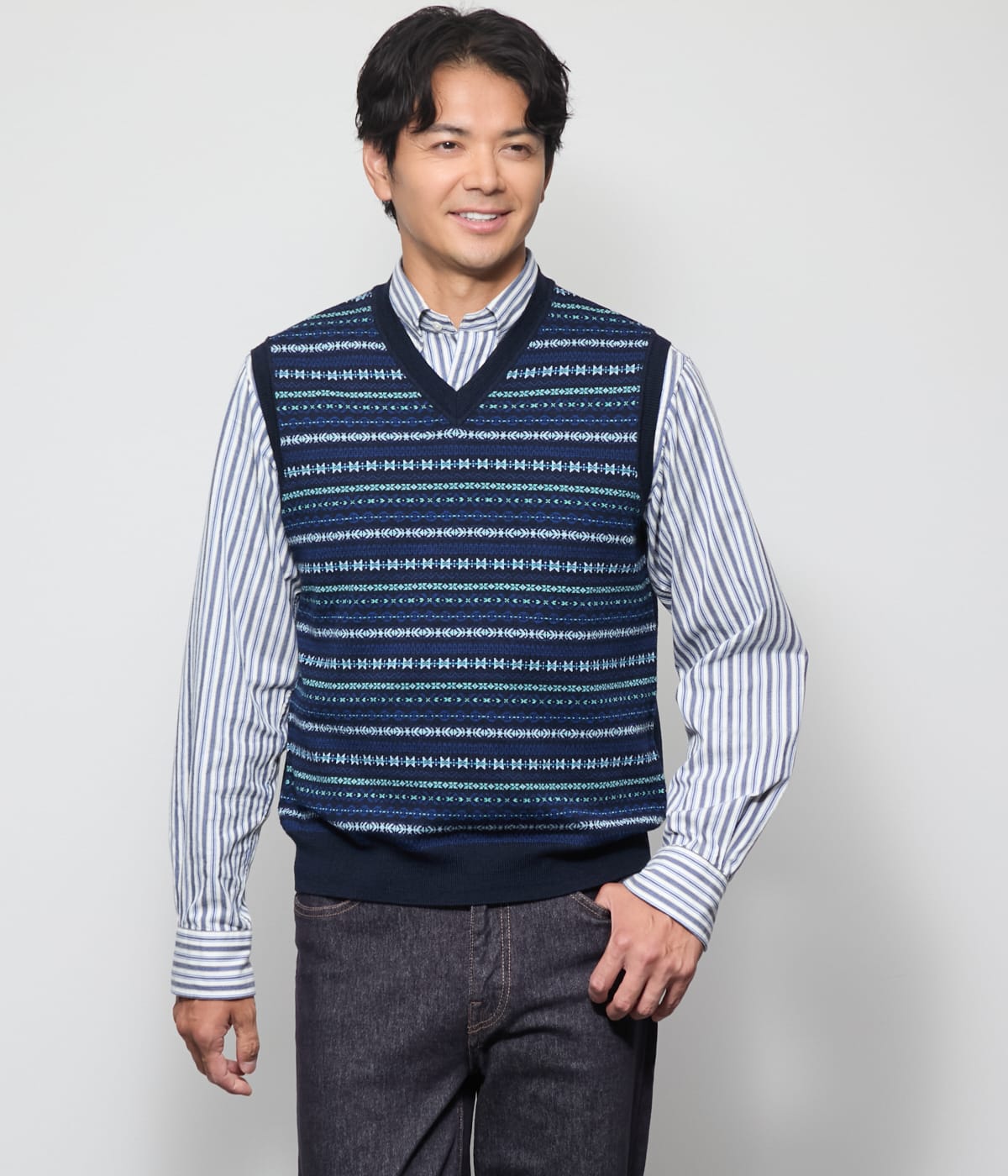 フェアアイル プルオーバー Vネックニットベスト(11576501-2025