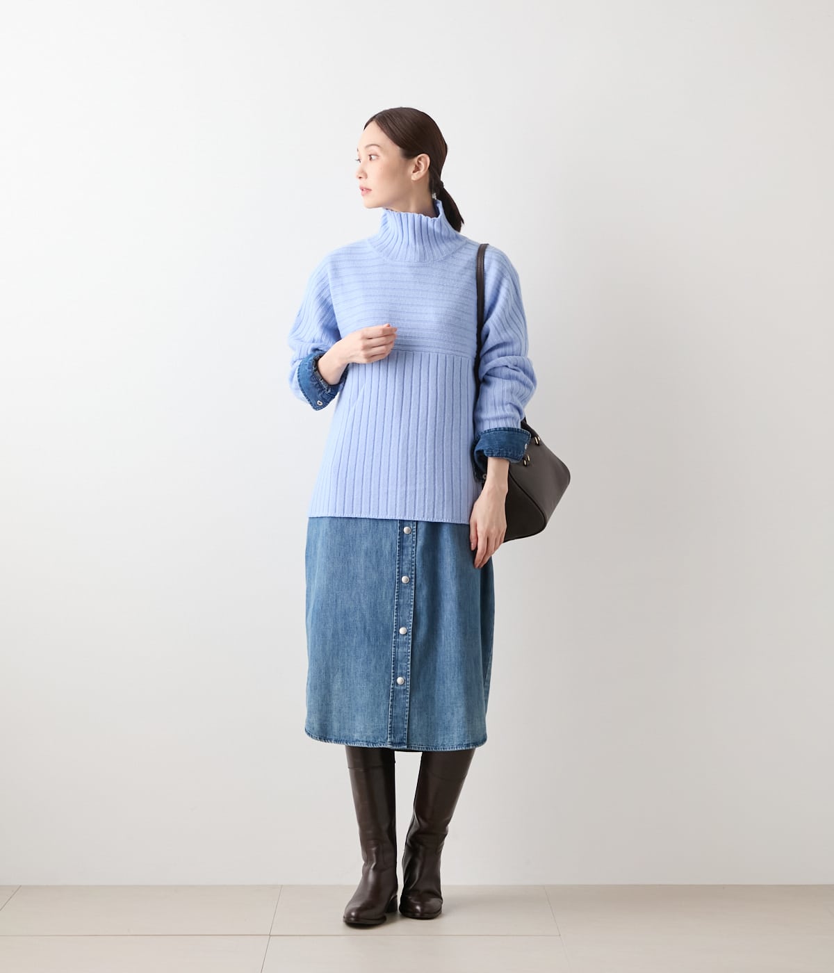 ウールカシミヤ リブハイネックニットプルオーバー(51716571-2025