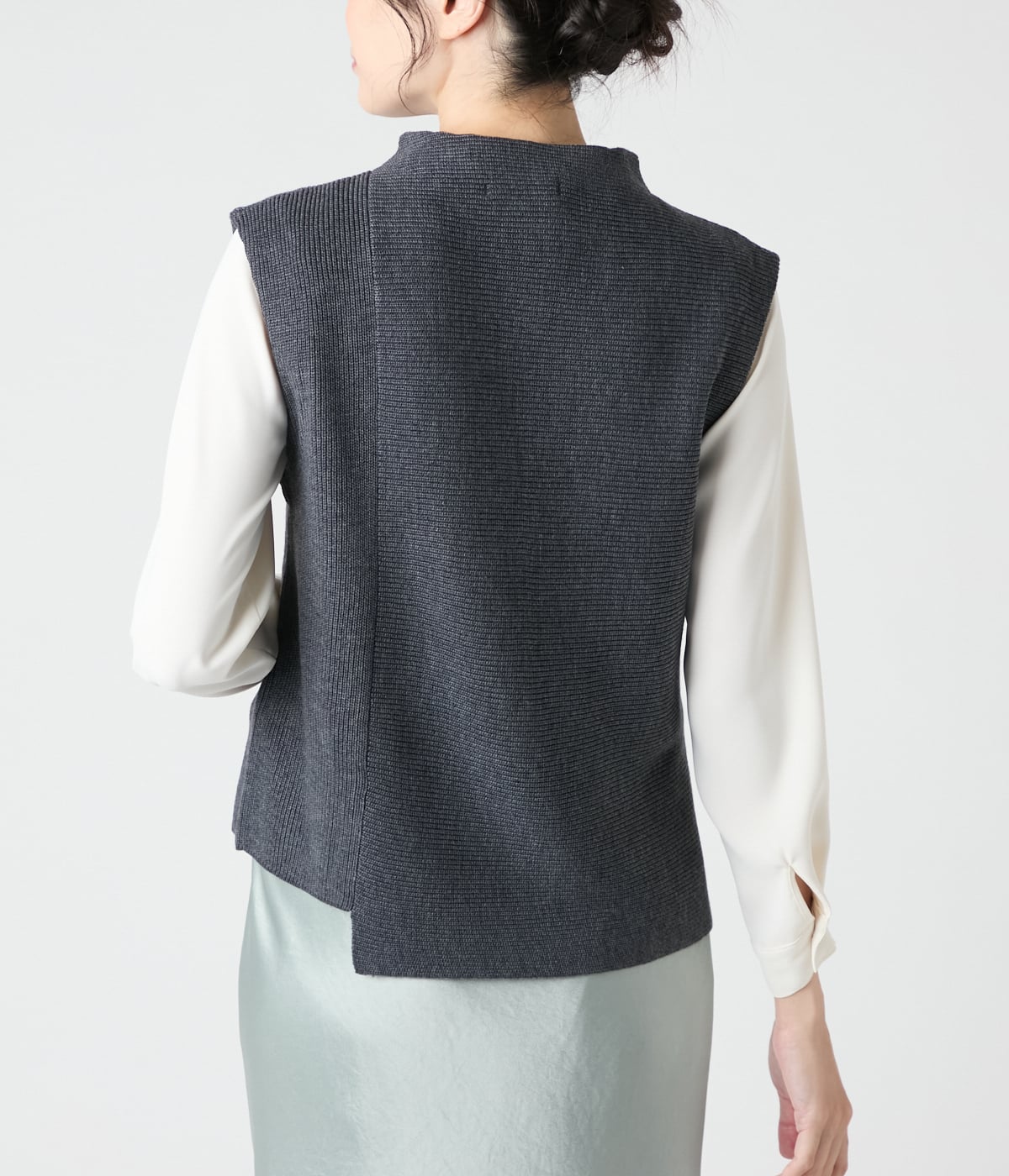 手洗い可】ポリエステルアクリルナイロンウール 片畦アシンメトリー