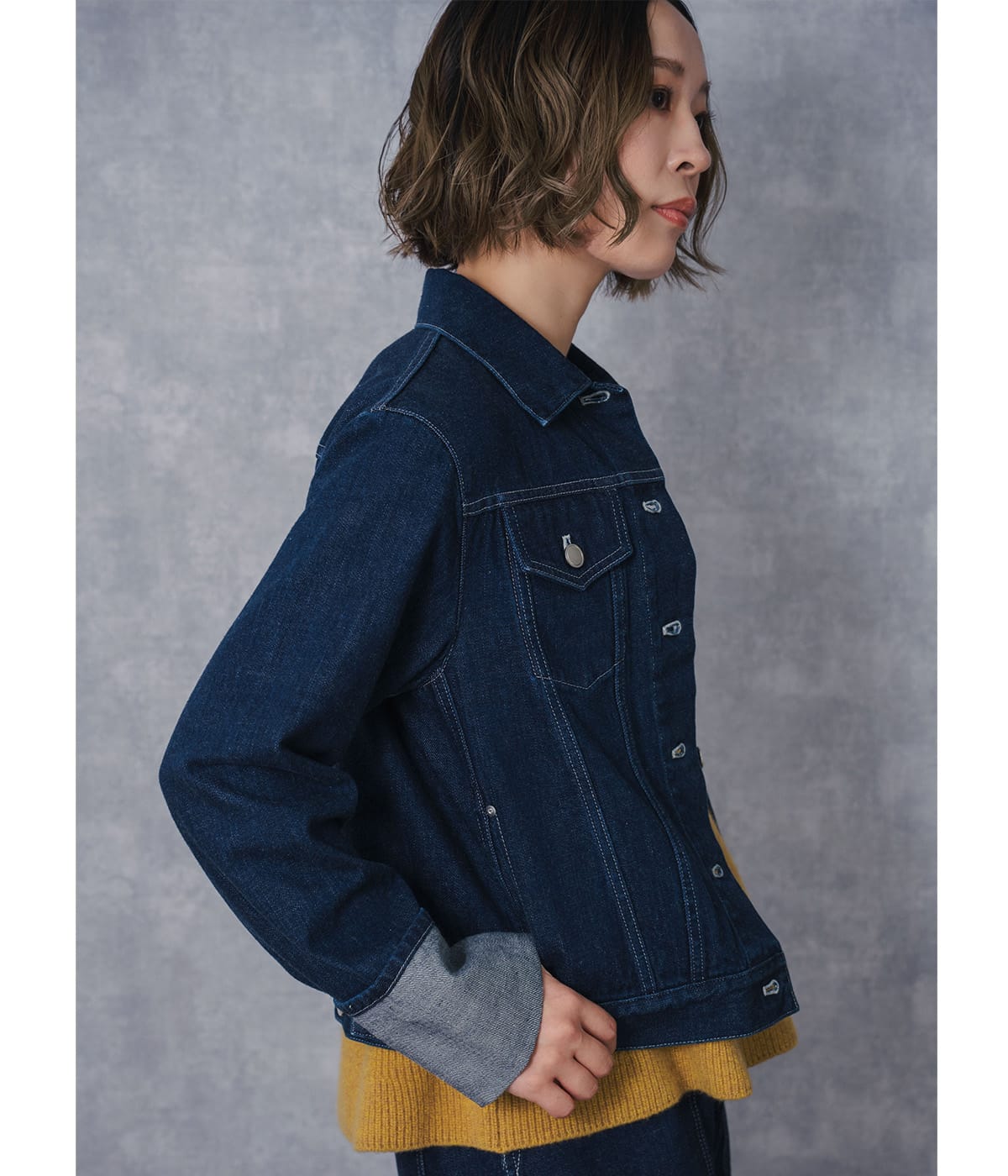 Organic Cotton Denim ロールアップデニムジャケット(37115091-2025