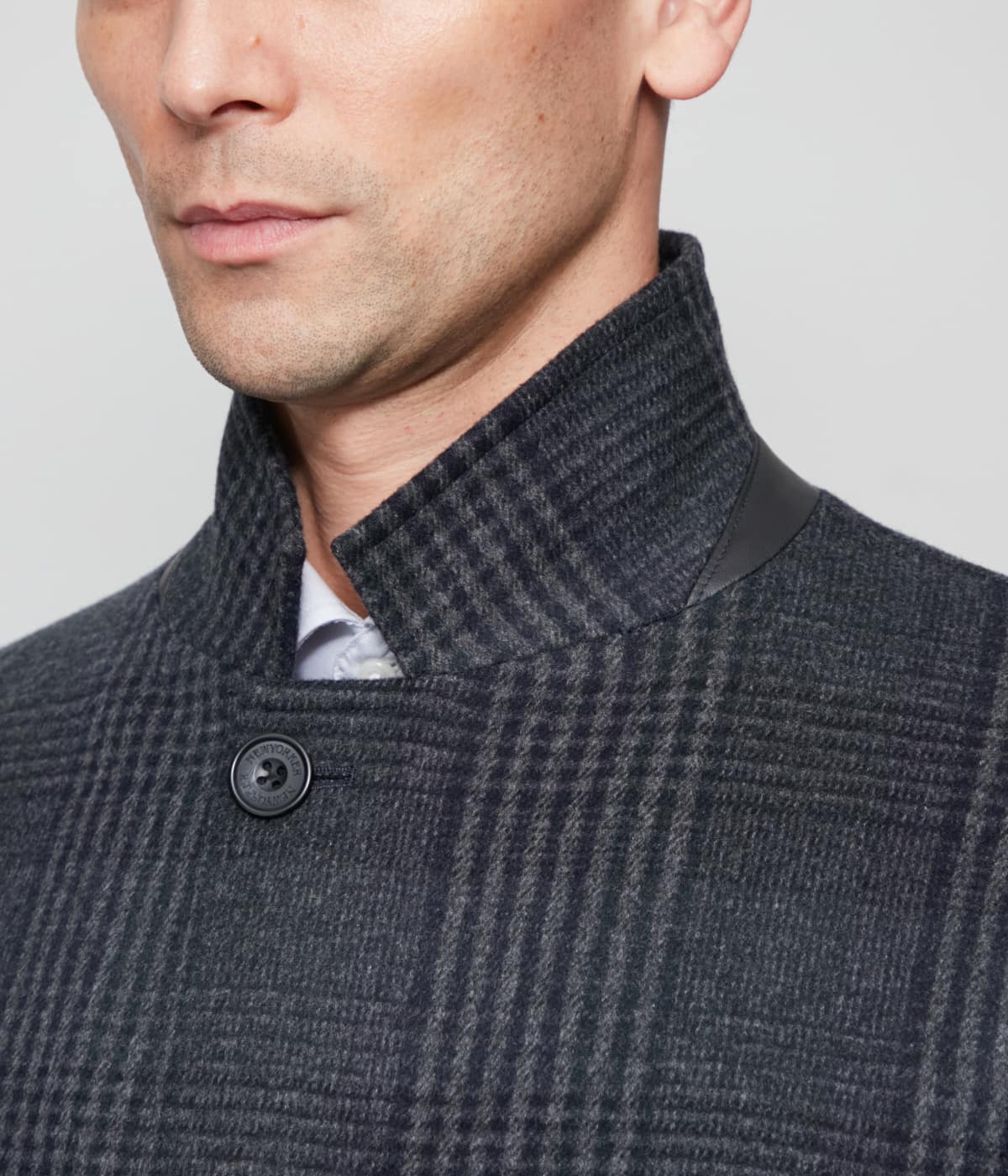 カシミヤ混 チェック ビーバー コンバーチブルカラーコート(11333307