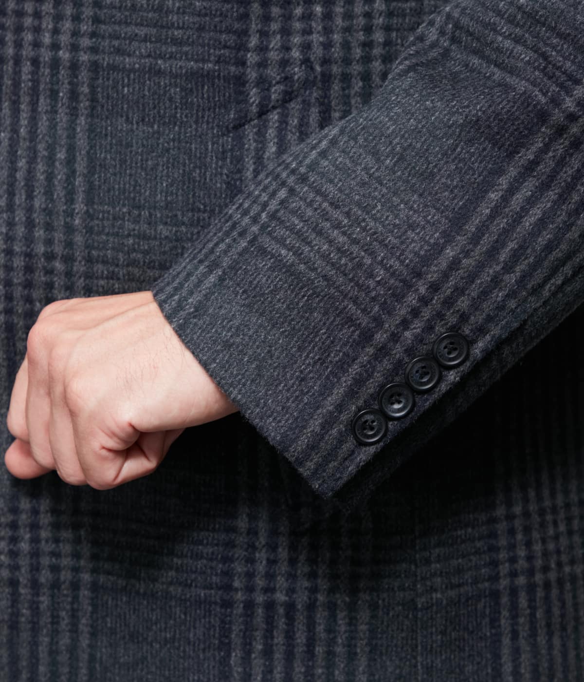 カシミヤ混 チェック ビーバー コンバーチブルカラーコート(11333307