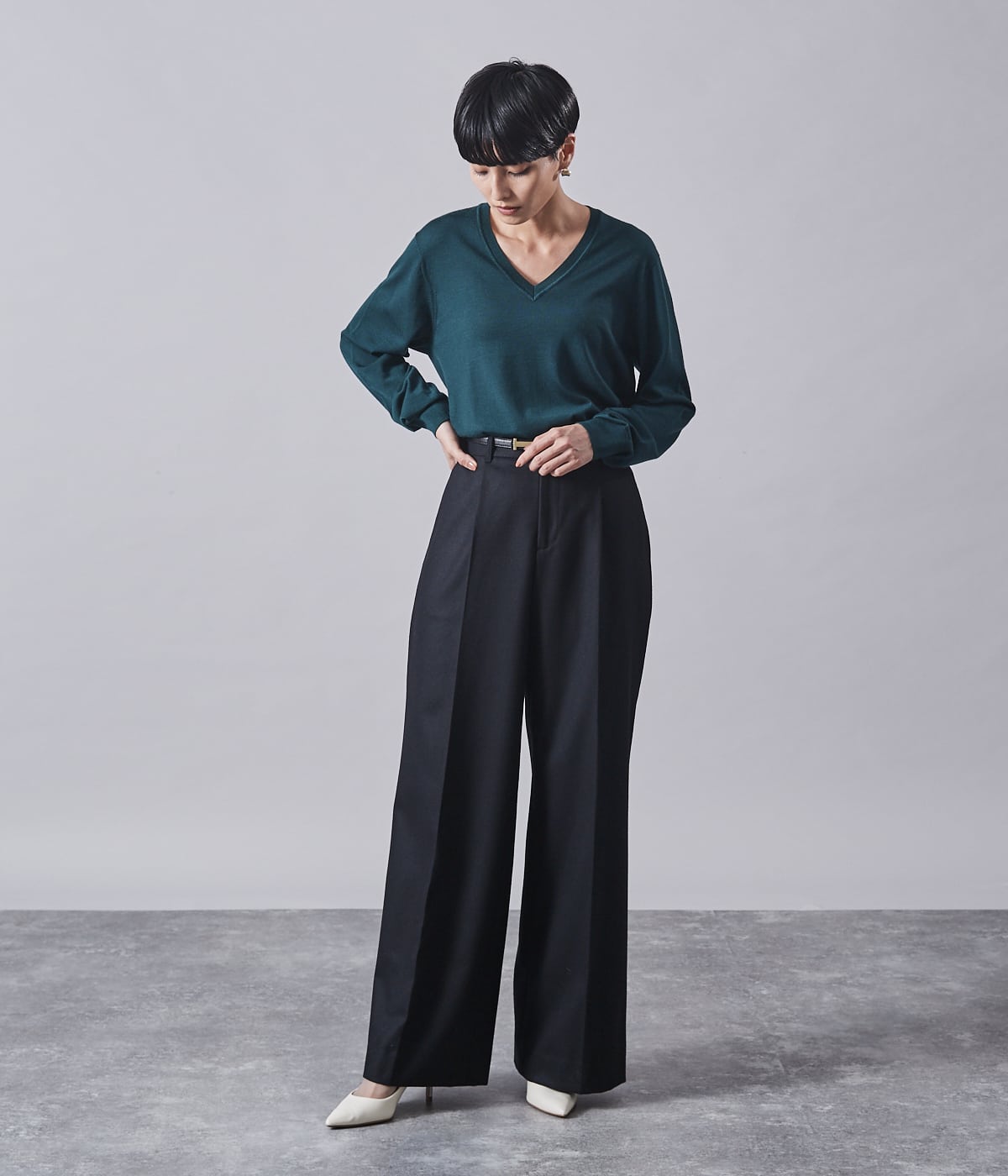 手洗い可能】ウルトラファインウール Vネックニットプルオーバー