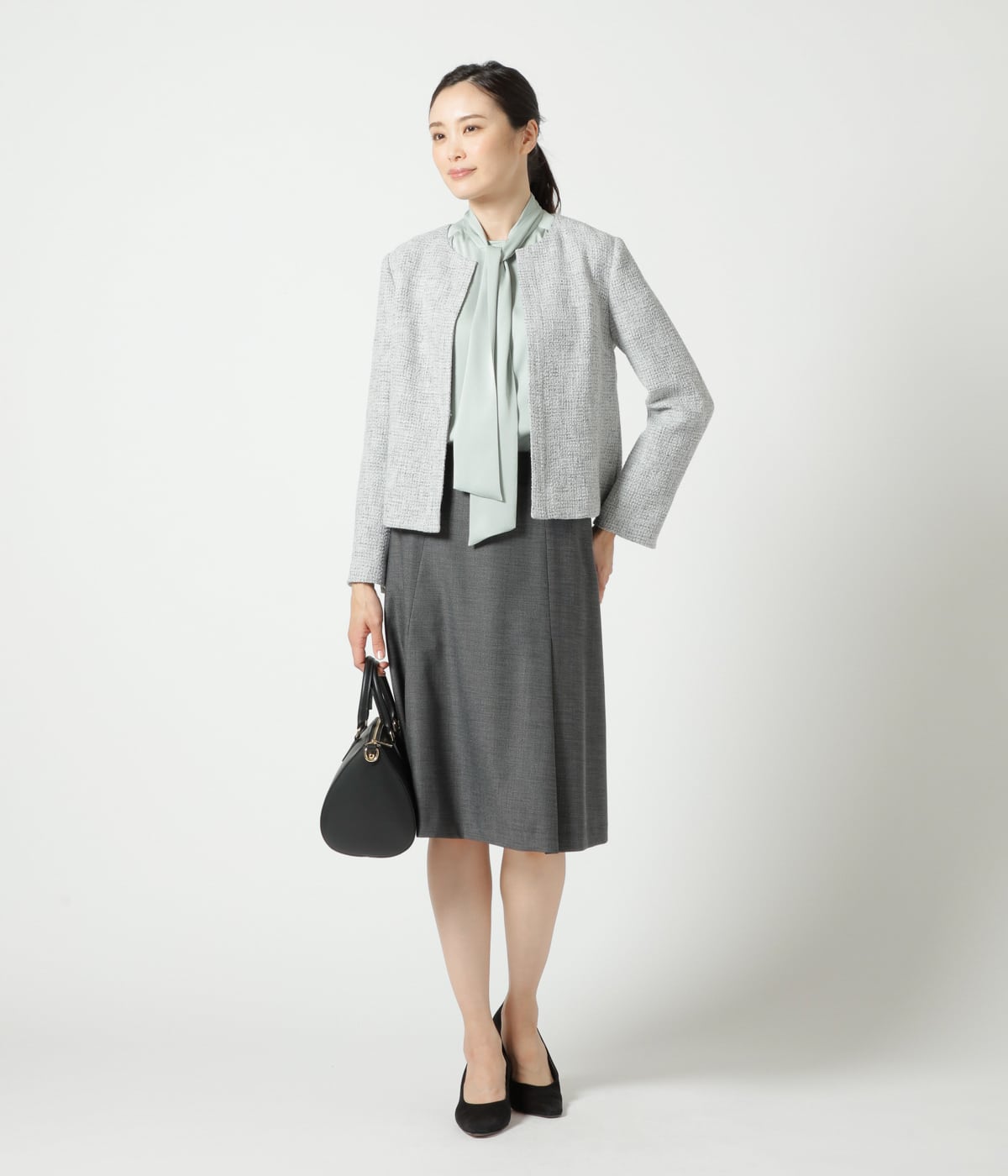 L】ブッチャーツィード ノーカラージャケット(79112411-2024