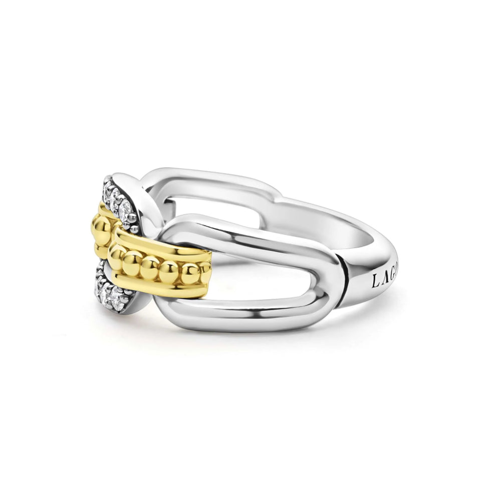 Lagos Signature Caviar Two-Tone Link Diamond Ring – Smyth Jewelers