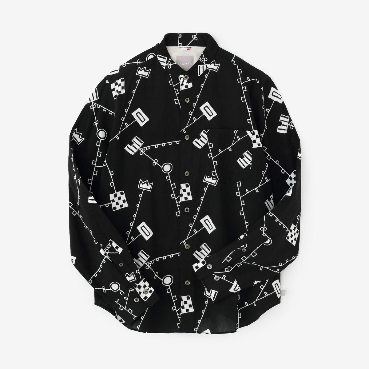 net限定】高島縮 20/20 スタンドカラーシャツ／から草あそび