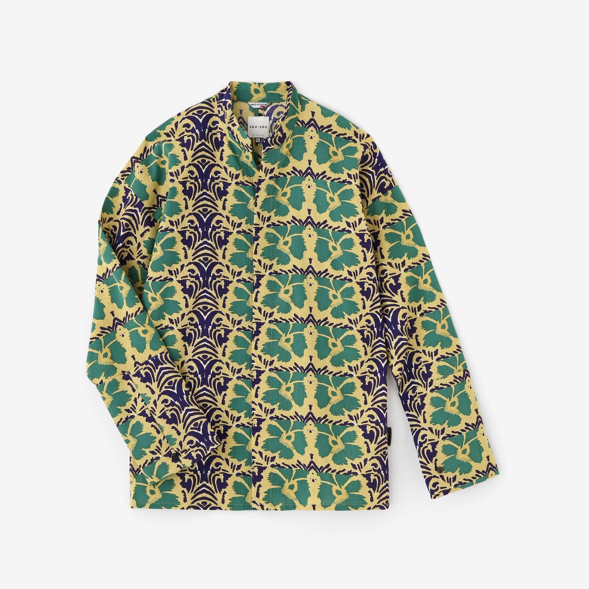 高島縮 20/20 立衿（たちえり） 筒袖襯衣（つつそでしんい）／唐撫子