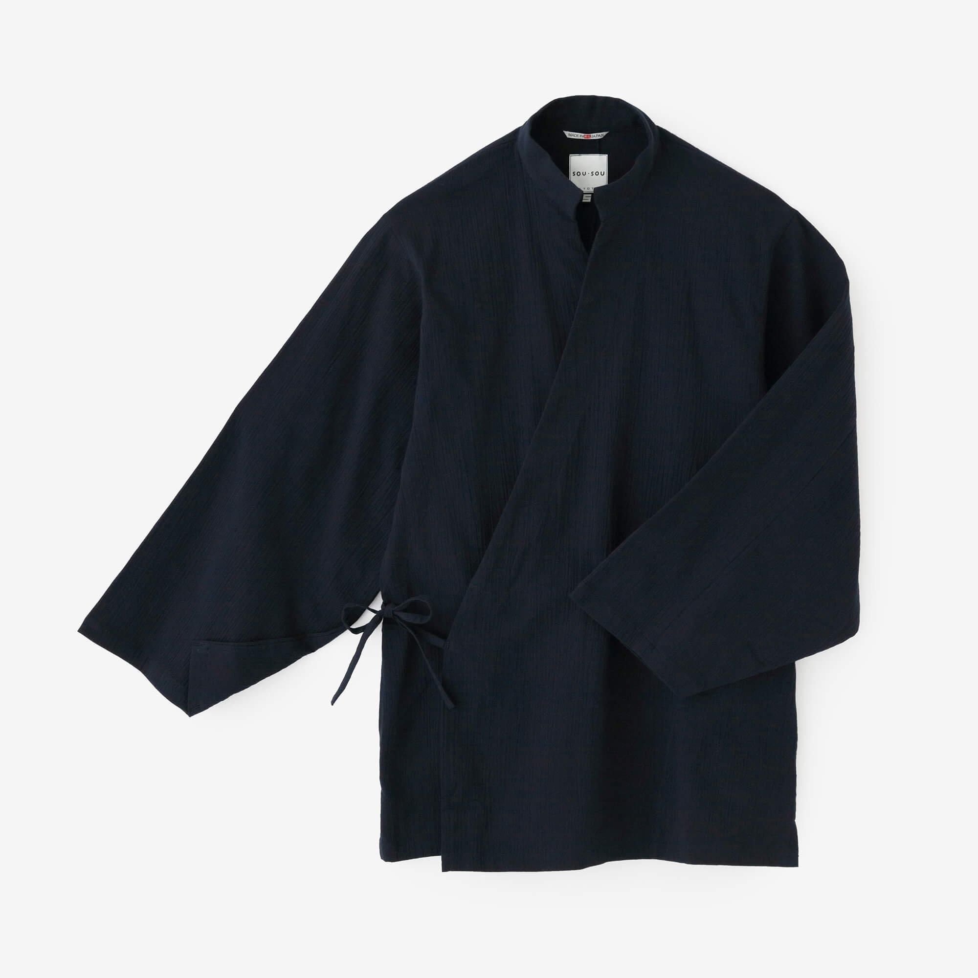 高島縮 20/20 手柄作務衣（たかみさむえ）／濡羽色（ぬればいろ）