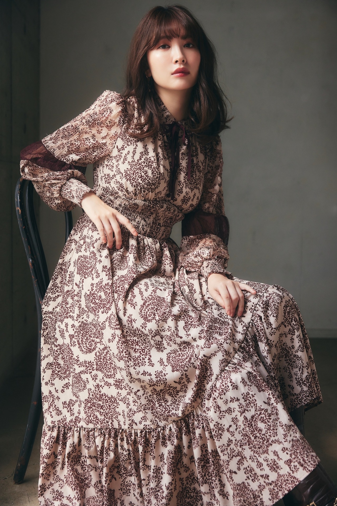 kyoplan / Winter Floral Long-sleeve Dress