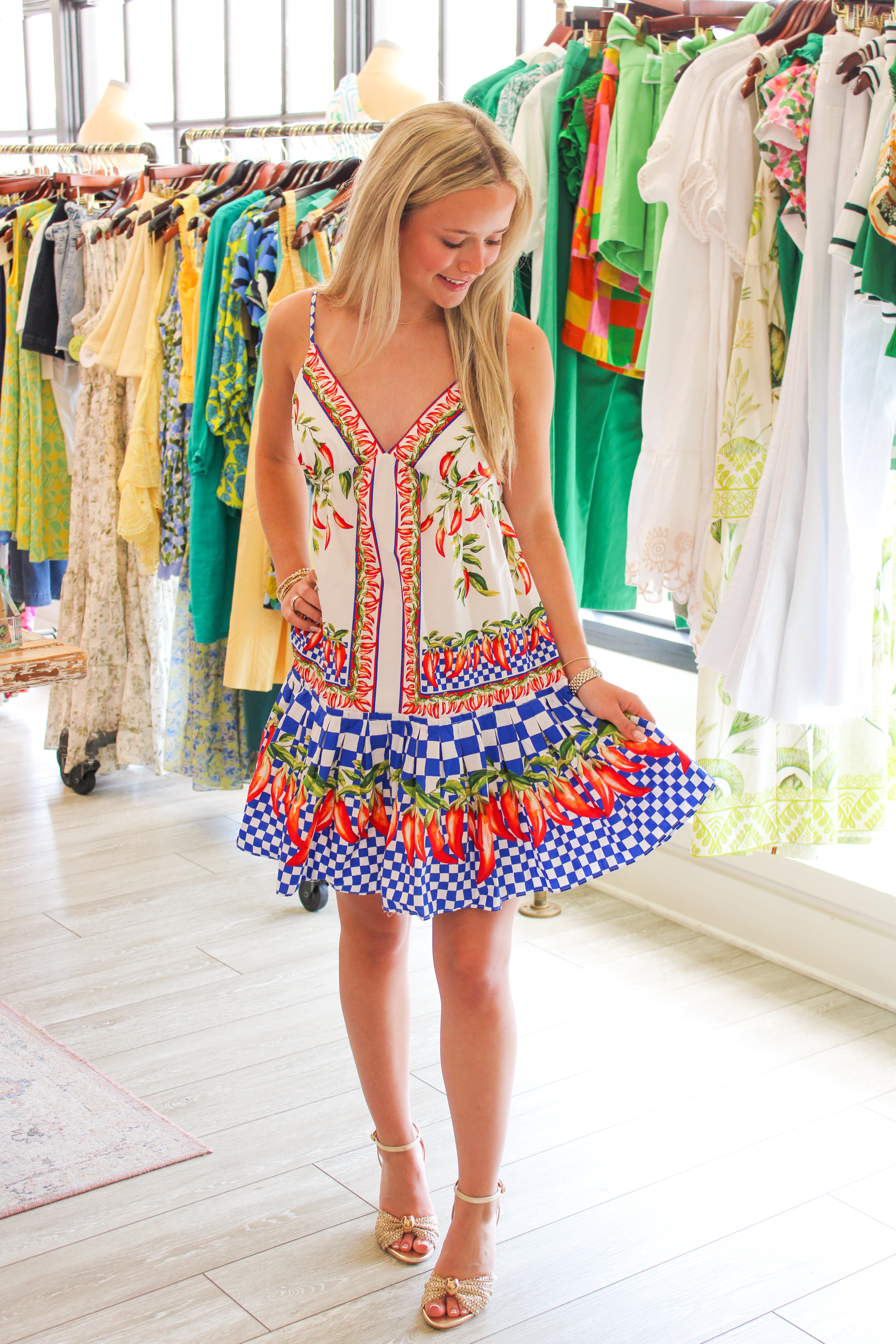 Picnic Peppers Ainika Organic Cotton Mini Dress, Off White – Sabi