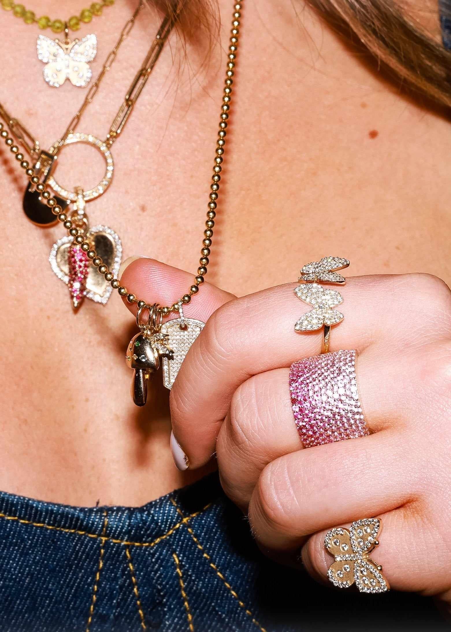 14KY Butterfly Pinky Ring - Sorte - Susan Saffron Jewelry