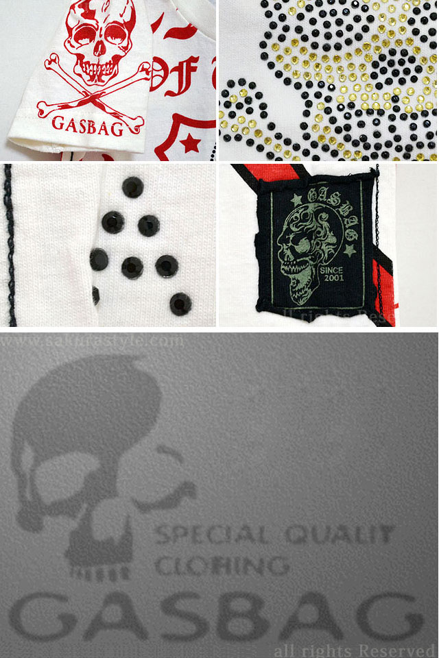 80・90】スカルラインストーン半袖Tシャツ GAS BAG キッズ ガスバッグ