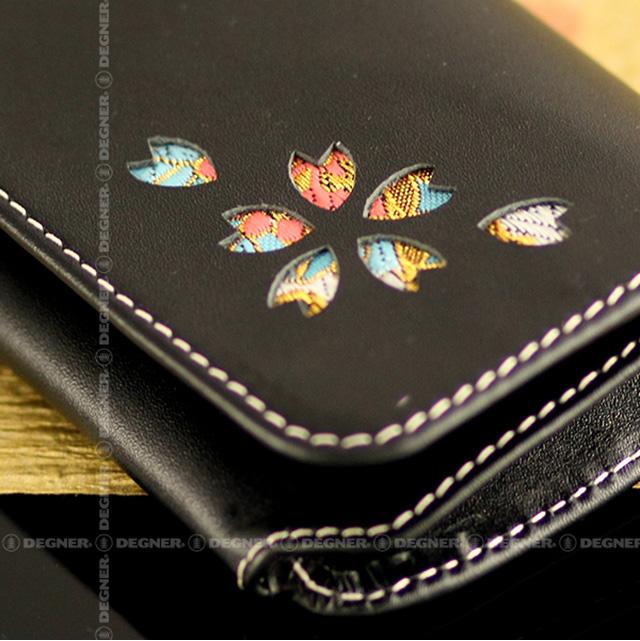 レザーウォレット「都桜」【WV-12K】◇花山｜ロングウォレット｜サクラ