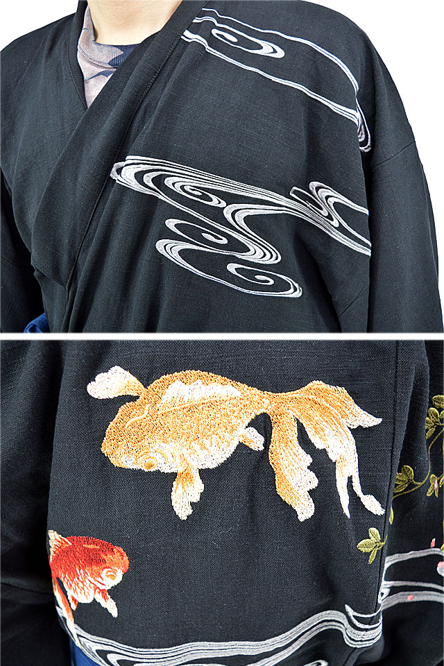 桜流水に金魚浴衣 絡繰魂 242083 和柄 和風 和装 刺繍 きんとと 流水