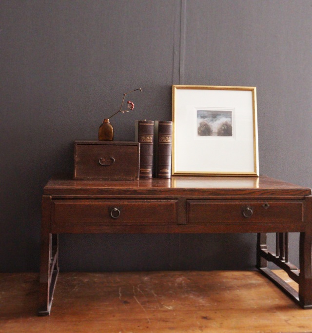 側面デザイン文机 勉強机 古家具 古道具 勉強机 テーブル 送料込み