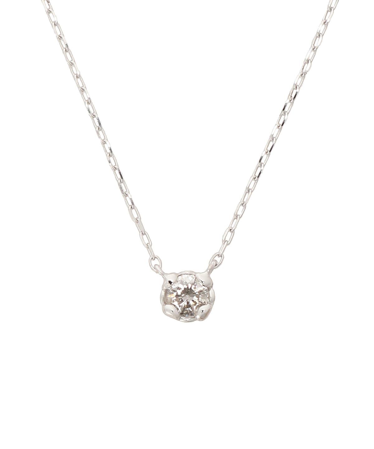 K18 WG 一粒ダイヤモンドネックレス(中)(40cm K18 WG): Samantha