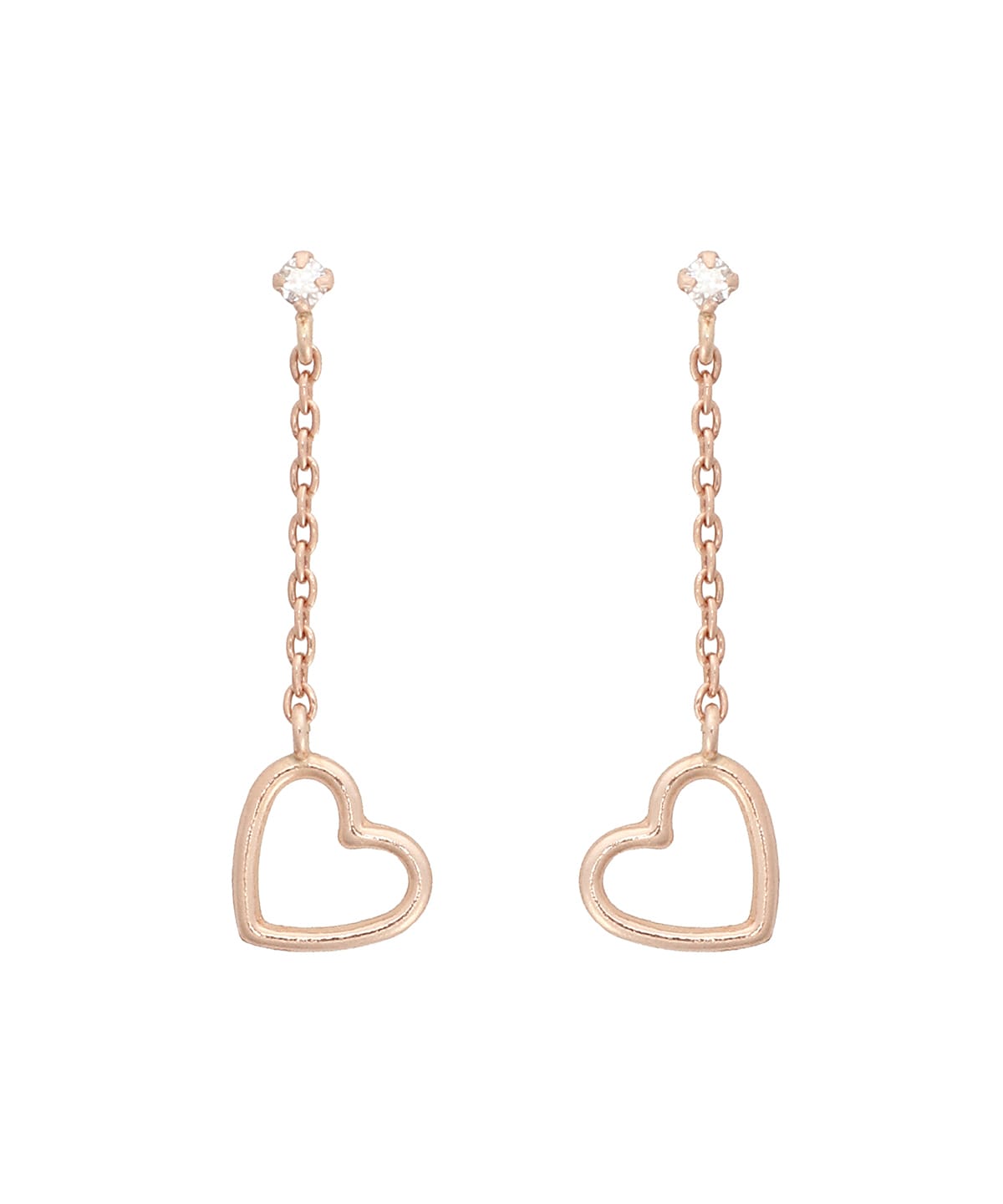 K10PG チェーンハートピアス≪4月 誕生石≫(FREE K10 PG): Samantha