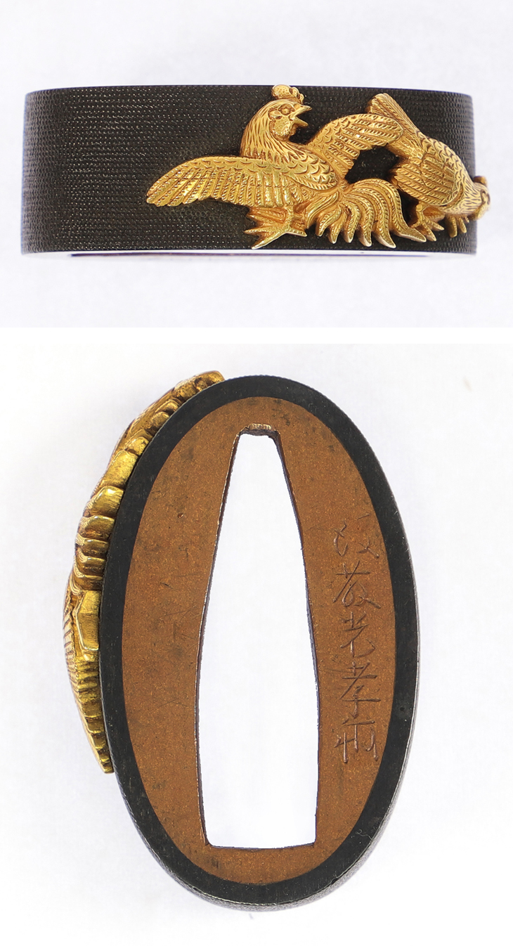 煙草入れ金具 達磨 金工象嵌 在銘 春明法眼 後藤法眼 二つセット 骨董