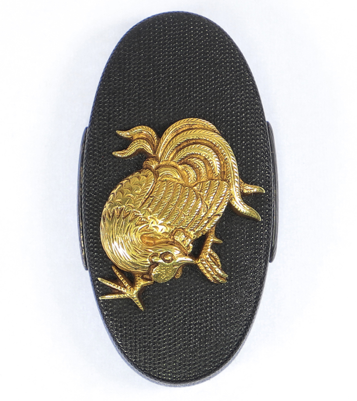 縁頭：鶏図 Fuchigashira:Niwatori Zu