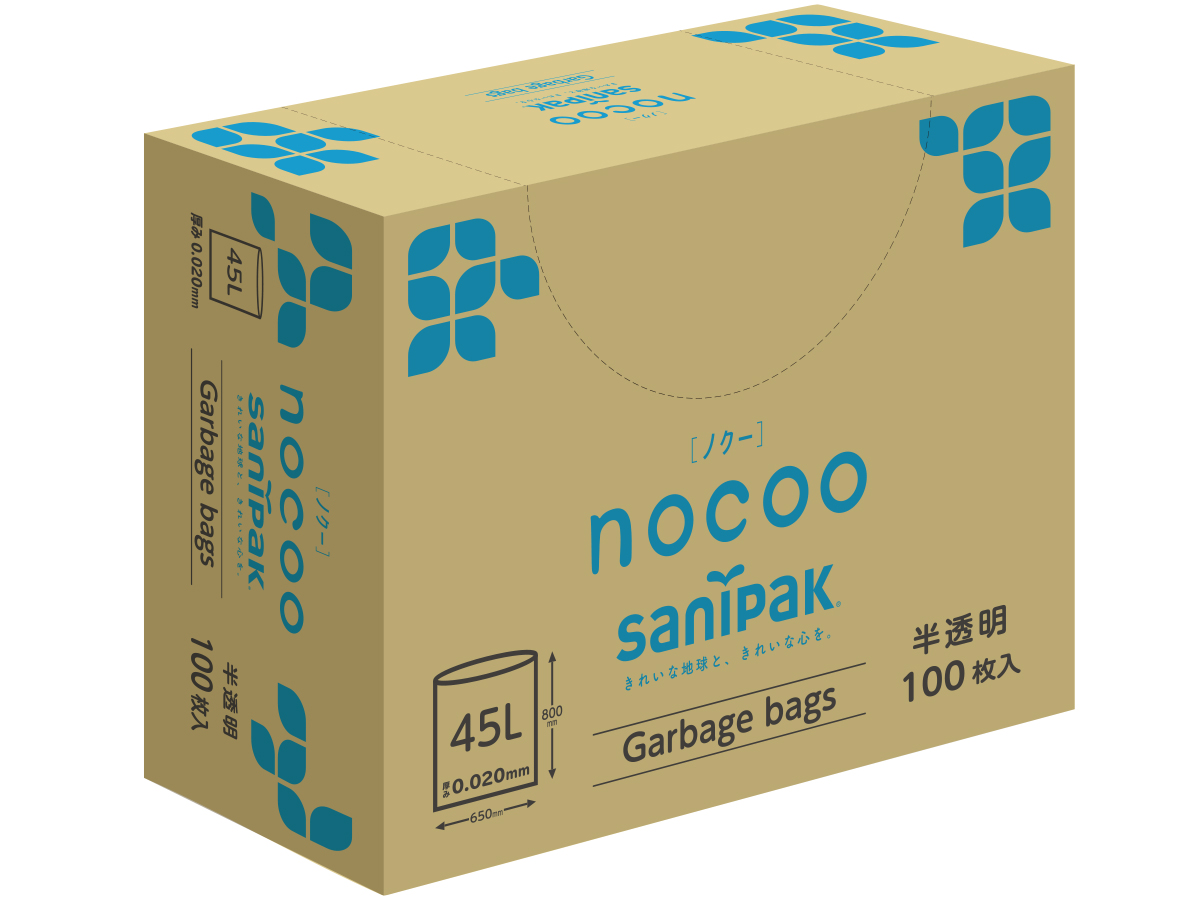 nocoo(ノクー) BOX 90L 半透明 100枚 0.025mm | サニパック
