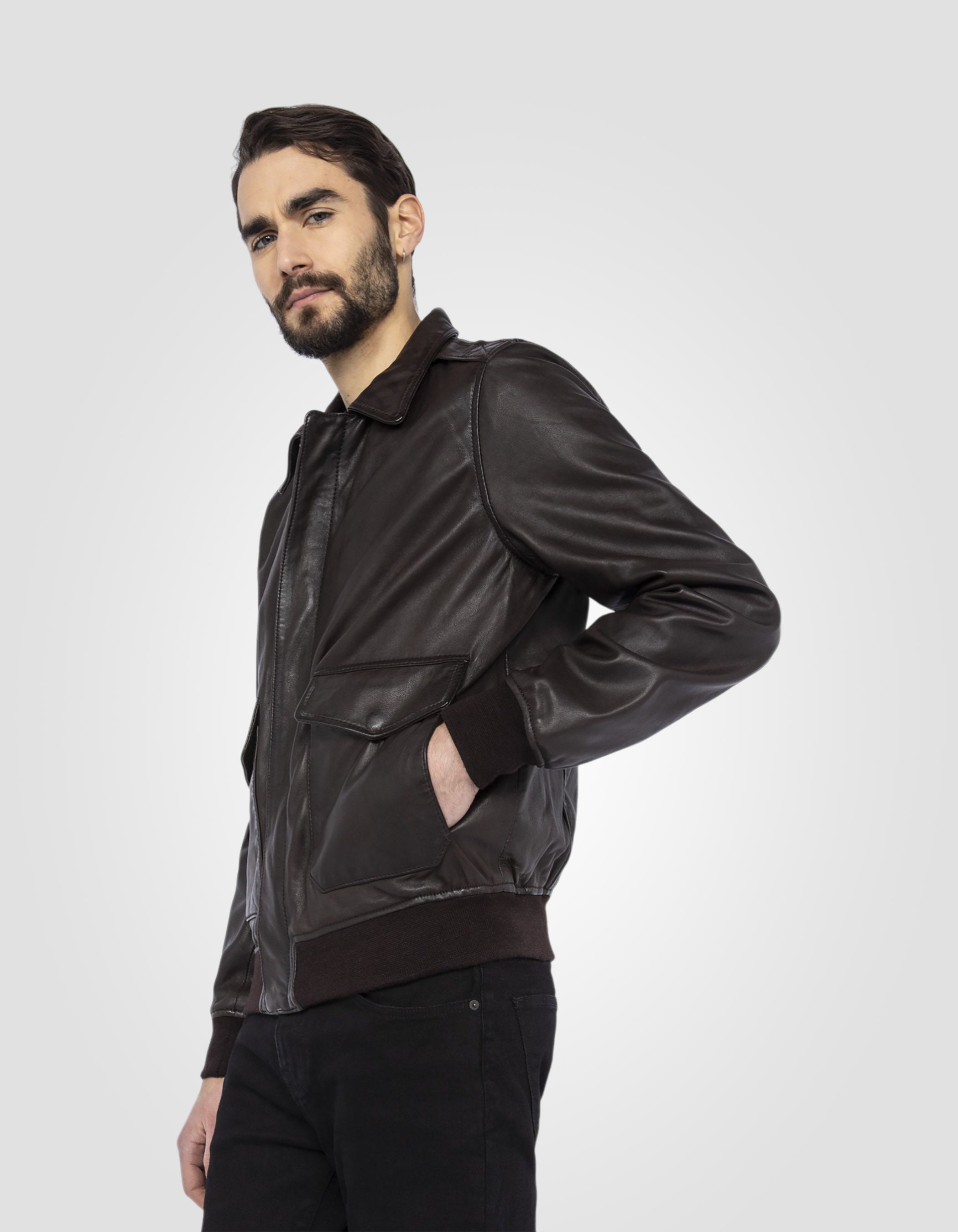 Brown pilot jacket, Lamb leather - LCFLIGHTWX | Schott NYC®