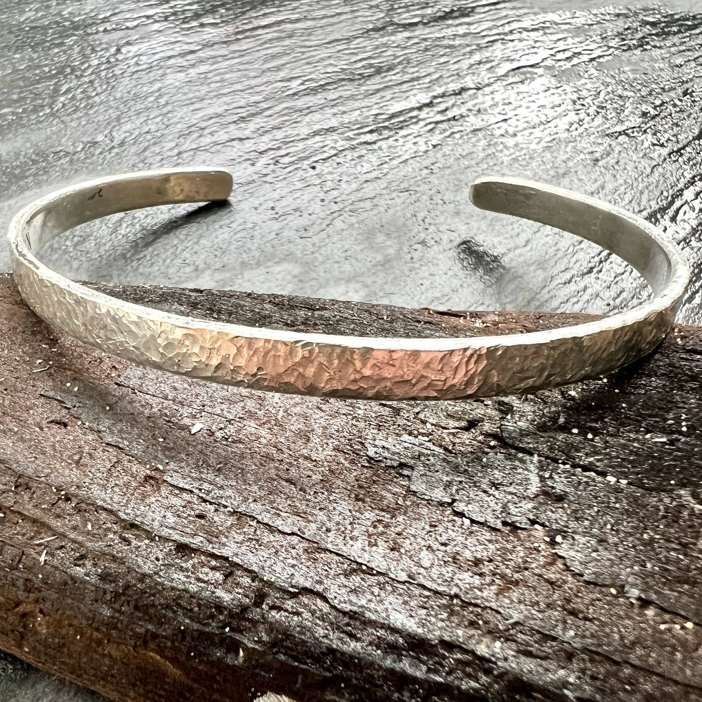 Silver Hammered men's cuff bracelet. – Scottish Design Exchange