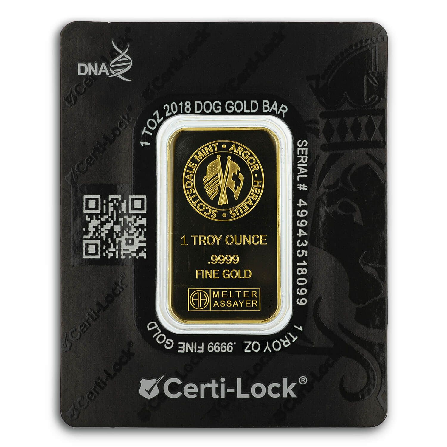 2018 Year of the Dog 1 oz Gold Bar