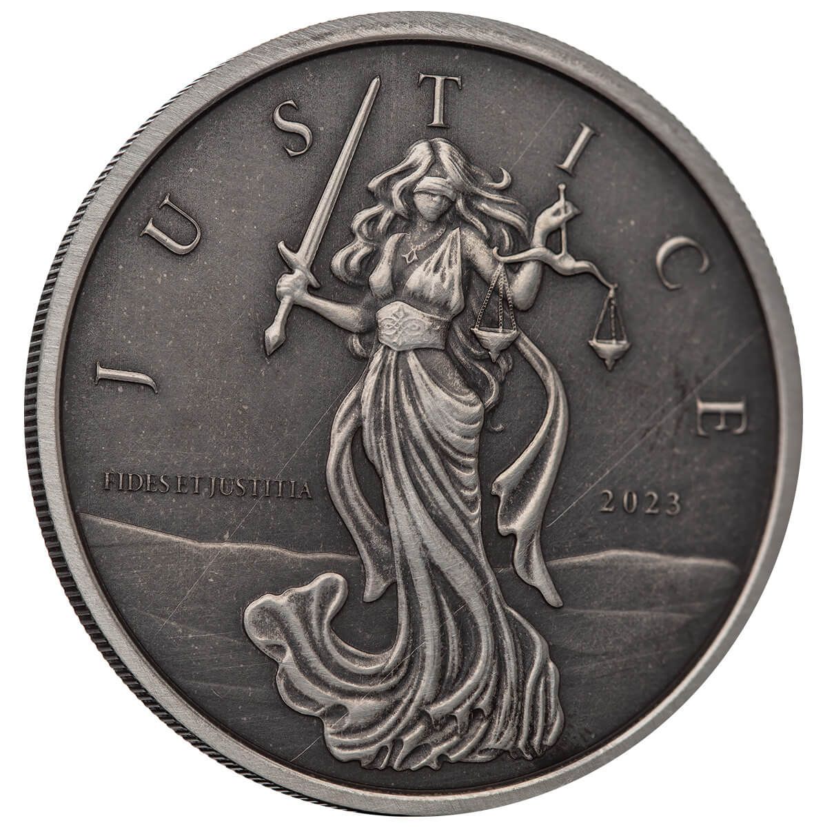 2023 Gibraltar Lady Justice 1 oz Silver Antique Coin