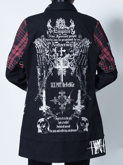 送料無料！】CUSTOM SKULL DARK PUNKISH CHECK シャツ ジャケット