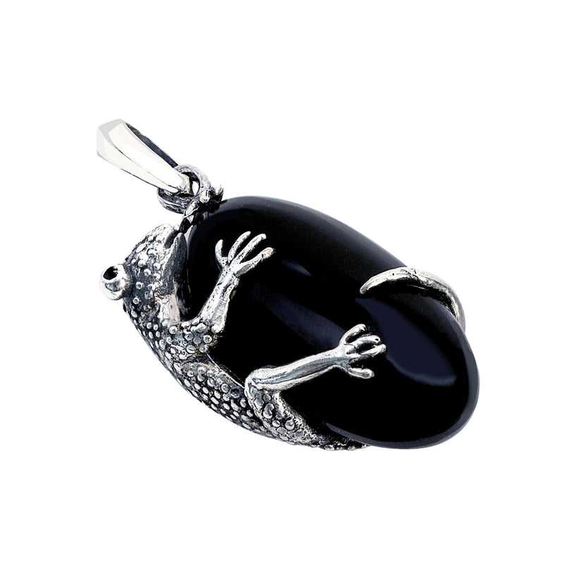 ペンダントトップ ネックレス アニマル トカゲ オニキス シルバー925