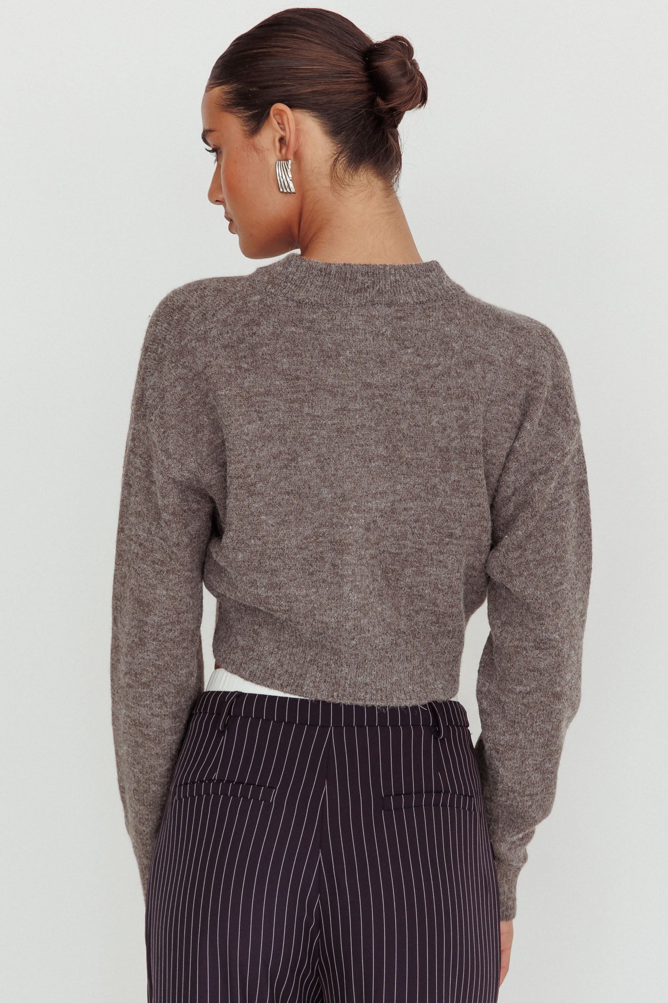 Shop the Netherlands Drop Shoulder Crop Cardigan Grey