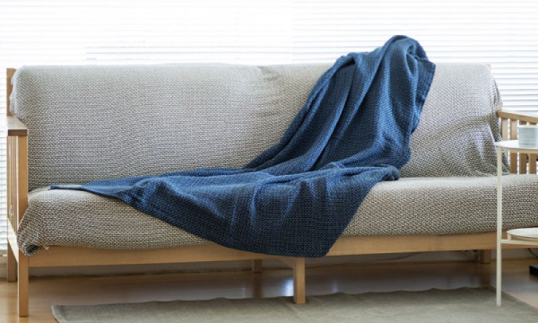 コットンスローバスケット 130×180cm / ブルーKLIPPAN（クリッパン