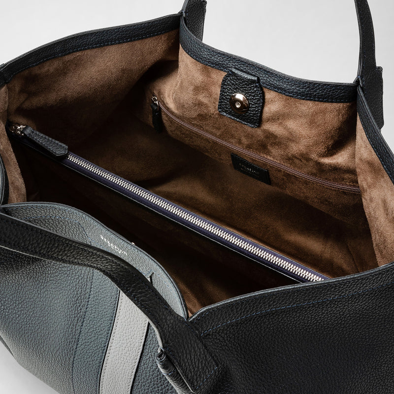 カーフレザー製ネイビートートバッグ メンズ