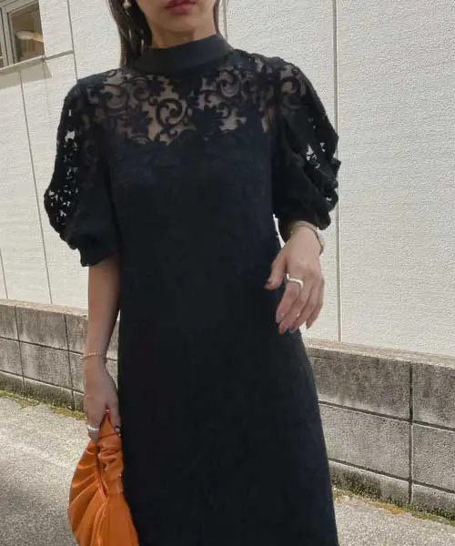 Mサイズ】2WAY DRAPE SLEEVE EMBROIDERY DRESS Ameri VINTAGE（アメリ
