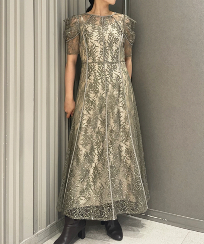 0サイズ】リーフレースパイピングドレス FRAY I.D（フレイアイディー