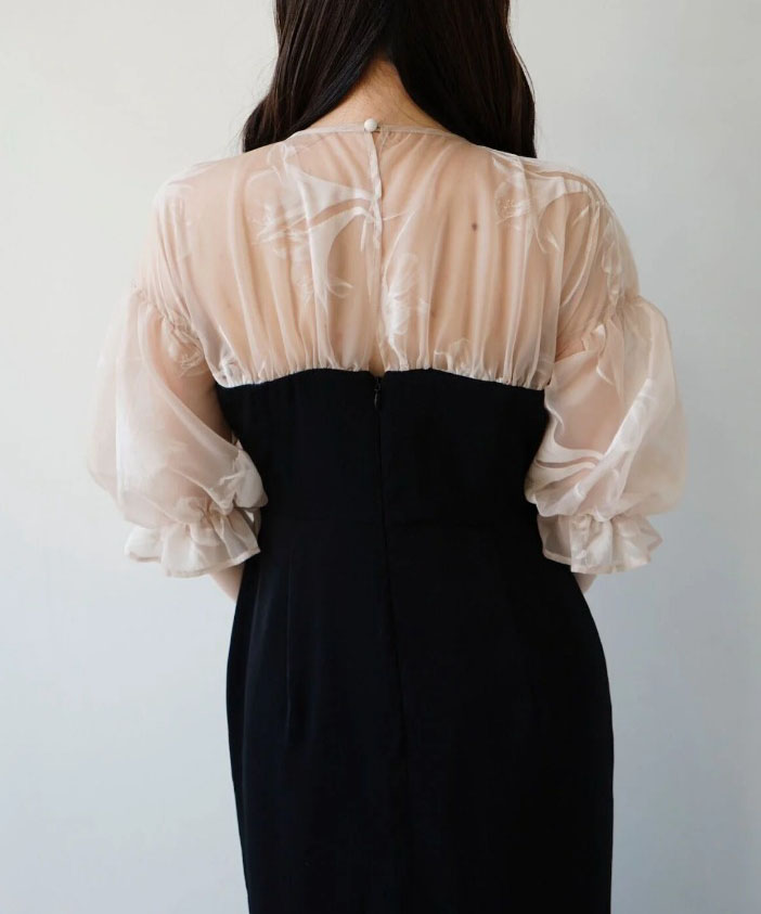 2サイズ】sheer puff dress（black） Acka.（エーシーケーエー）の