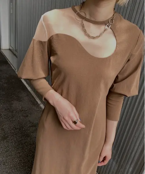 Sサイズ】LAKE CURVE TRICOT RIB DRESS Ameri VINTAGE（アメリ