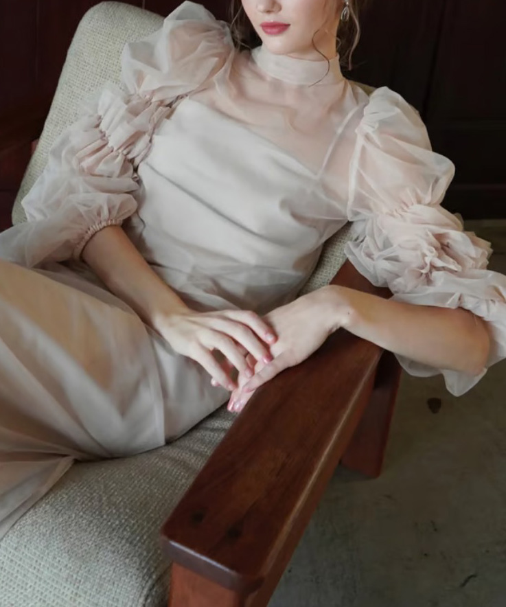 2サイズ】tulle sheer one-piece ( beige ) Acka.（エーシーケーエー