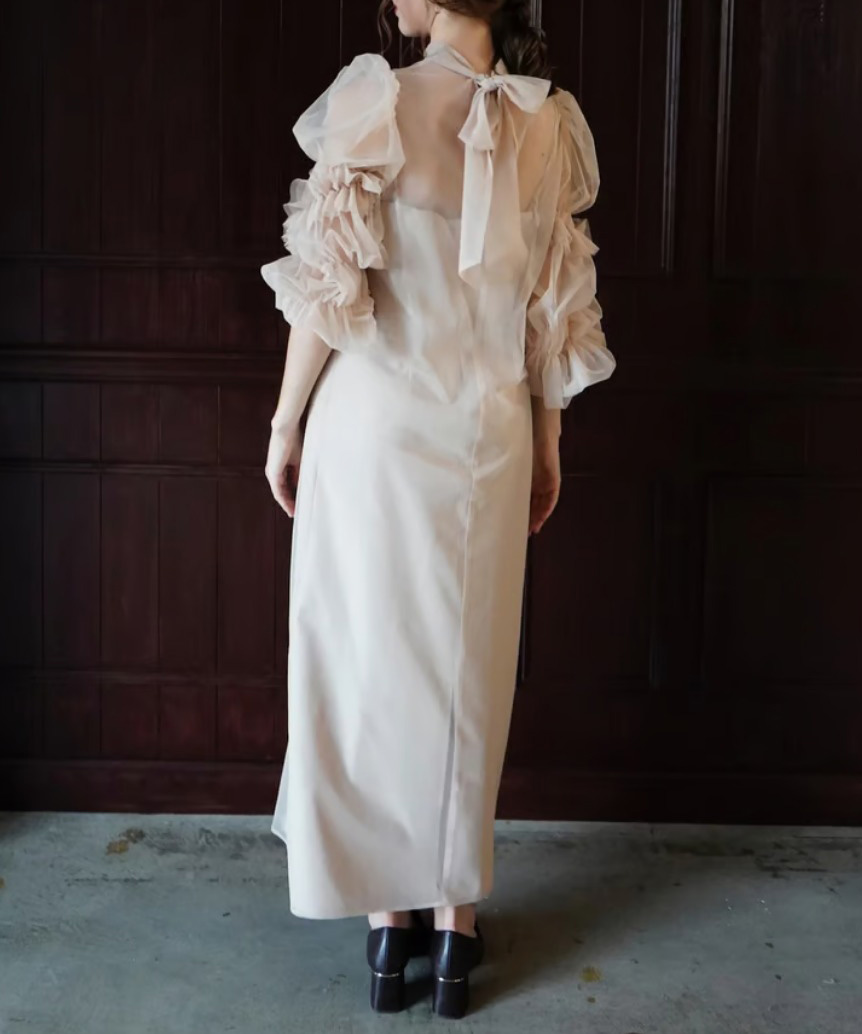 2サイズ】tulle sheer one-piece ( beige ) Acka.（エーシーケーエー