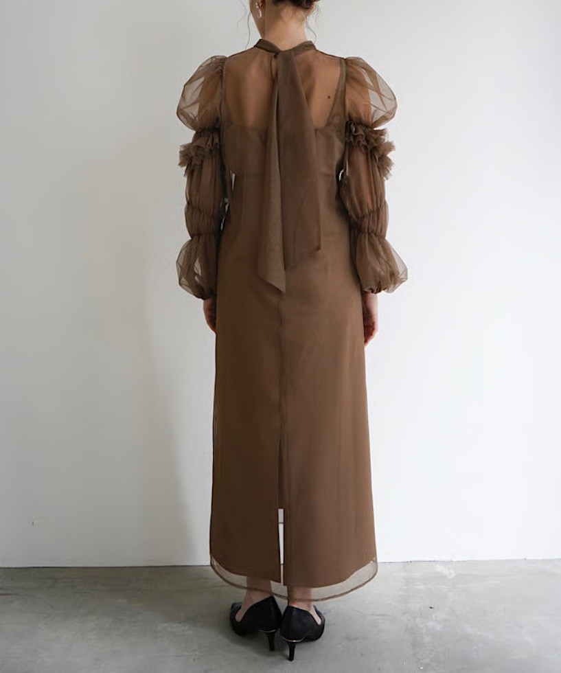 2サイズ】tulle sheer one-piece ( brown ) Acka.（エーシーケーエー