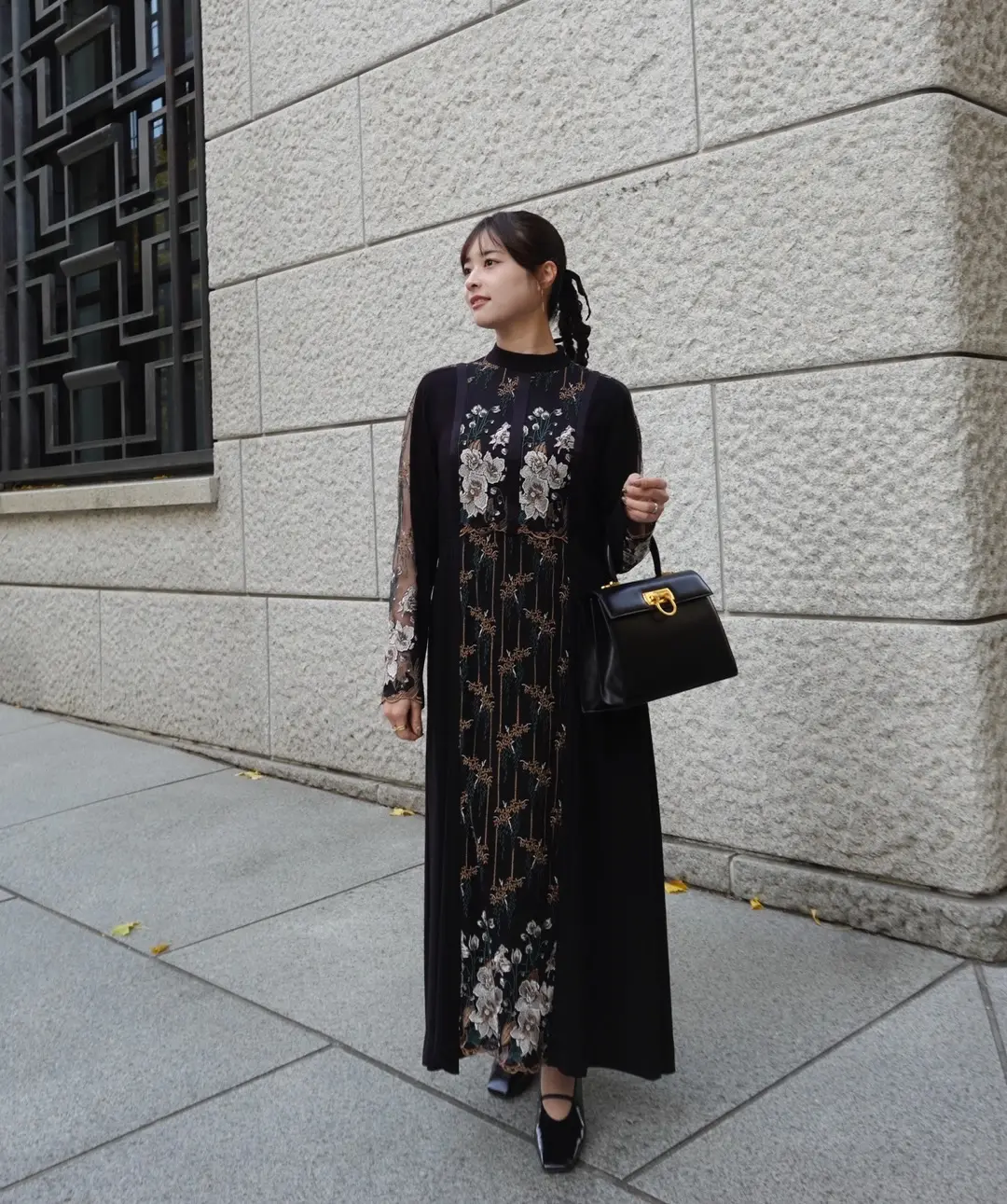 1サイズ】Framed flower lace dress (Black) MURRAL（ミューラル）の