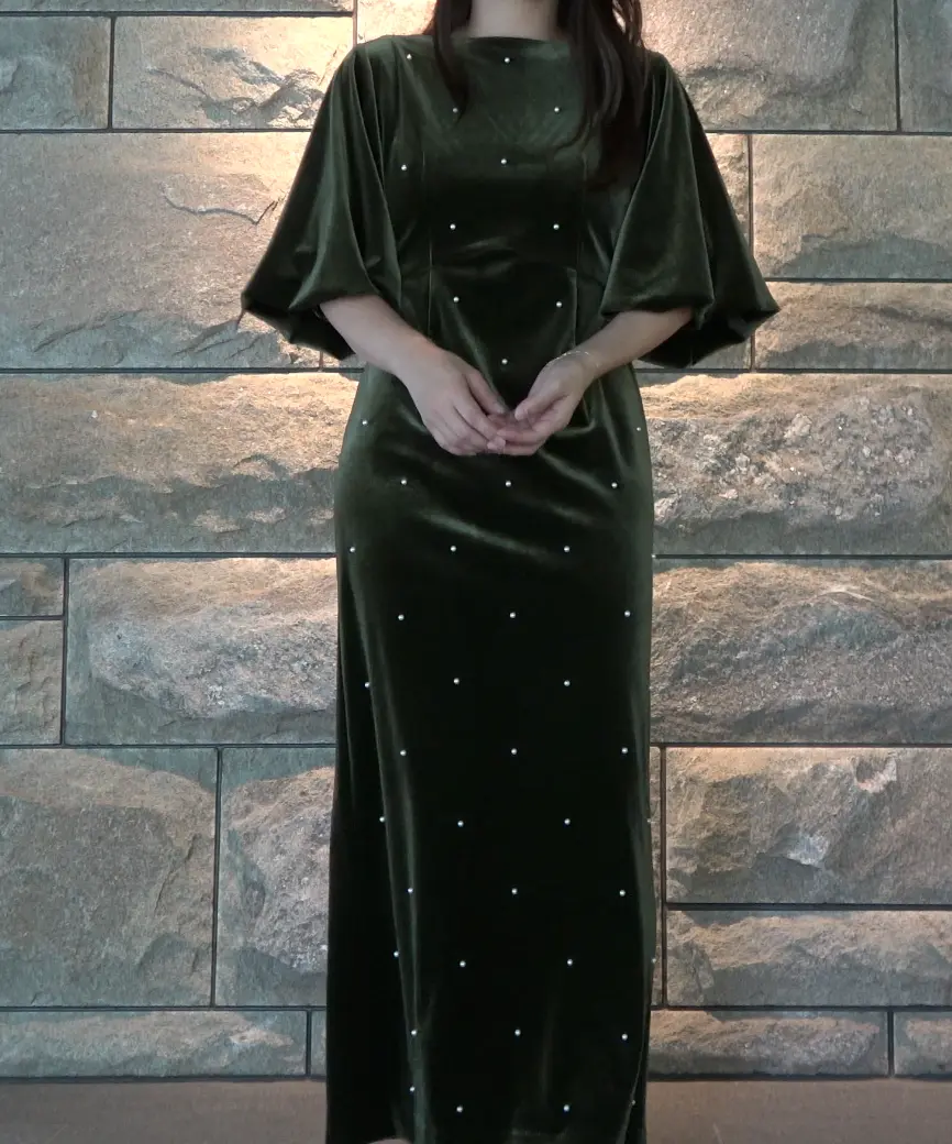 Sサイズ】BACK OPEN PEARL VELOUR DRESS Ameri VINTAGE（アメリ