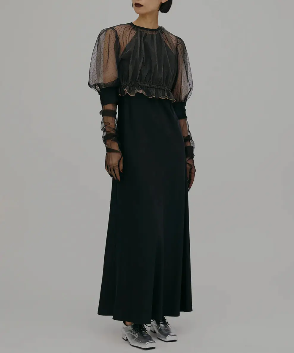 Mサイズ】DOT TULLE SET FLARE DRESS Ameri VINTAGE（アメリ