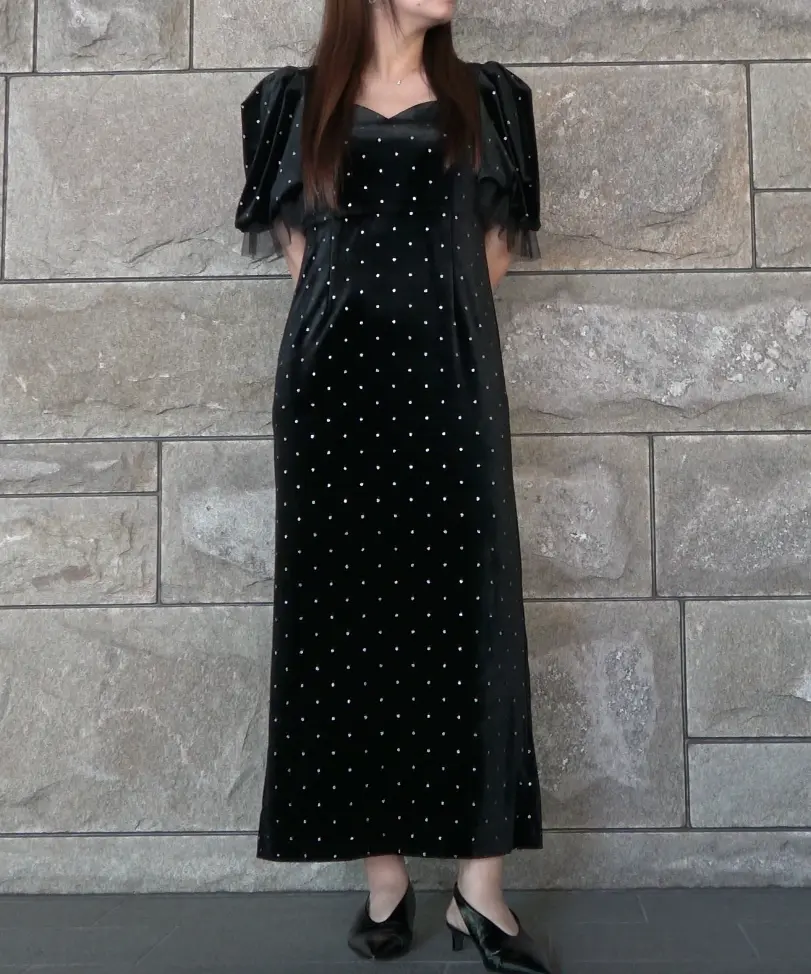 2サイズ】bijou dot velours dress Acka.（エーシーケーエー）の
