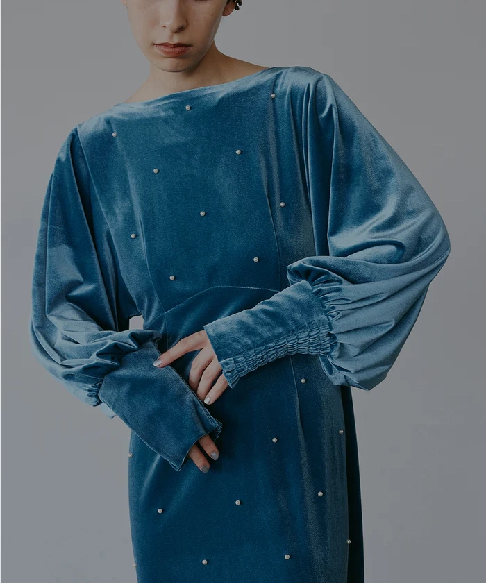 Mサイズ】BACK OPEN PEARL VELOUR DRESS Ameri VINTAGE（アメリ