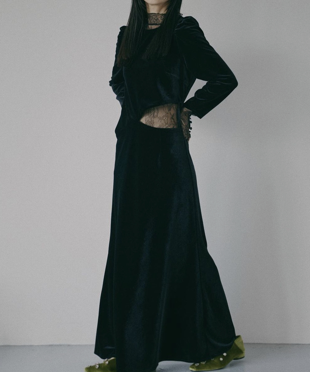 Mサイズ】UND VELOUR HOLE LACE DRESS Ameri VINTAGE（アメリ