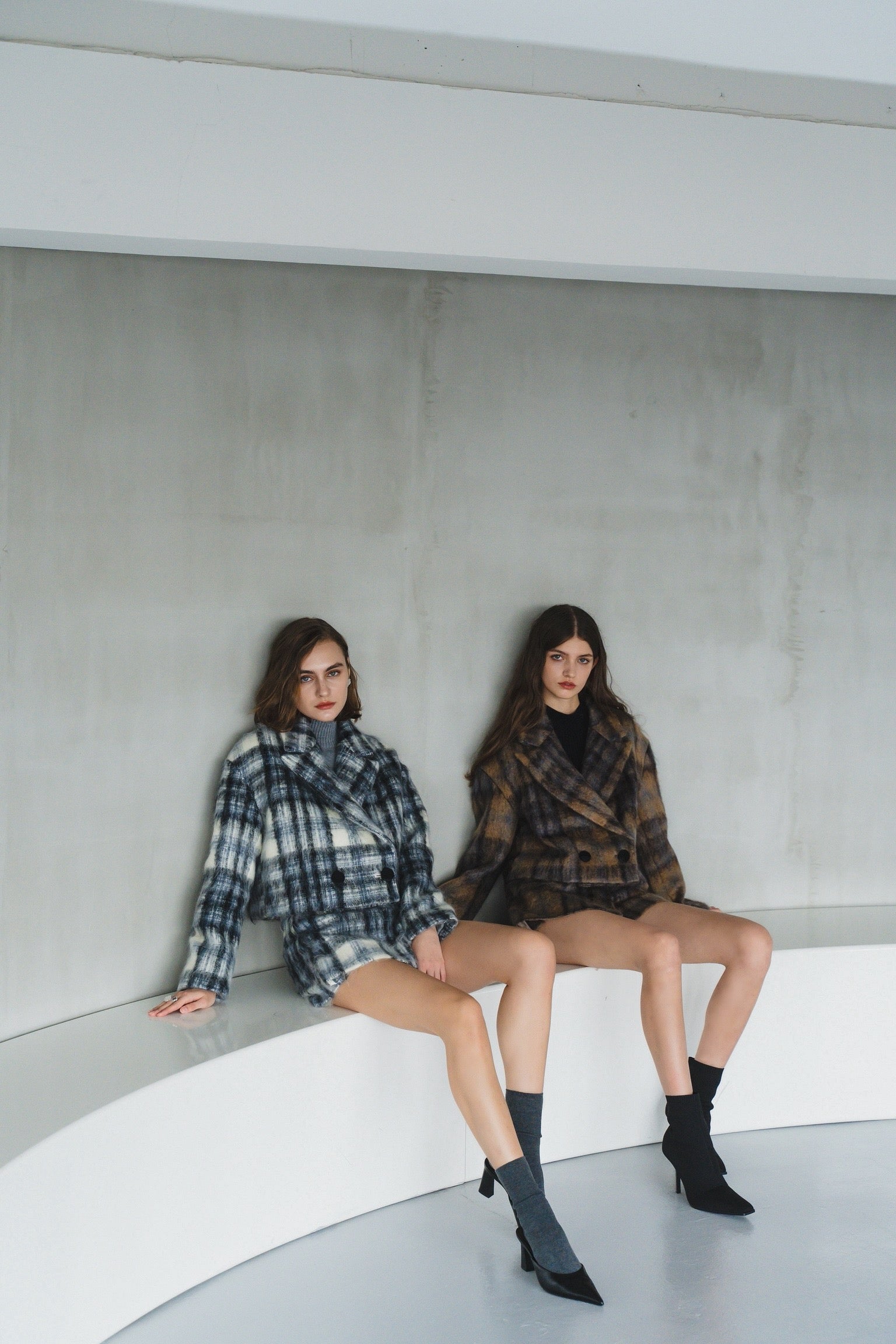 Mohair check short coat – shéller / シェリエ